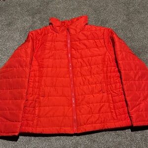 NY&Co Red Puffer Jacket women size xl full zip pockets lightweight warm coat